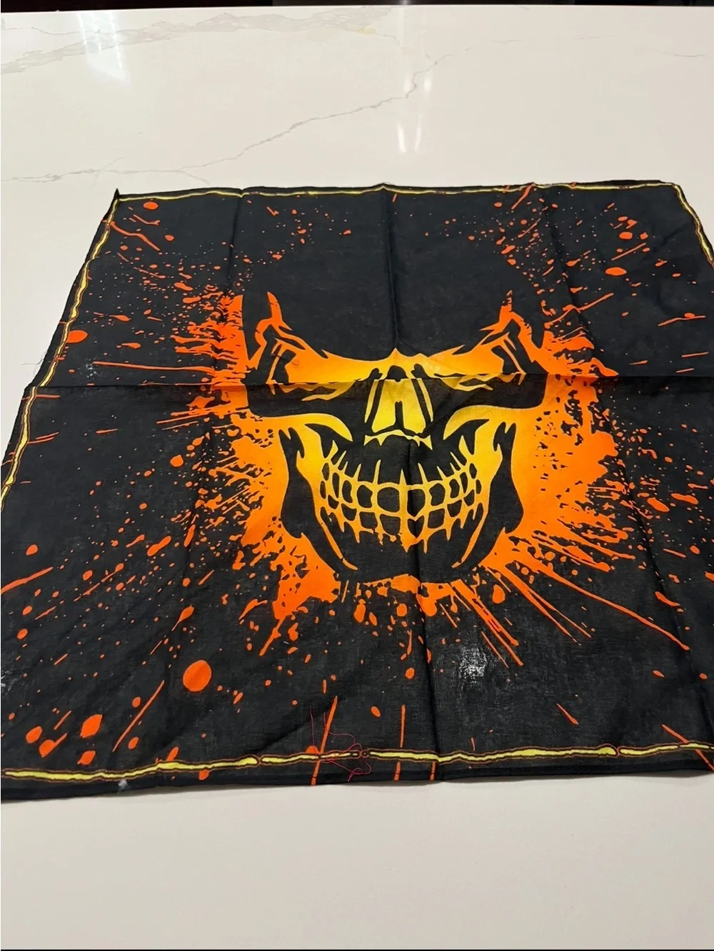 Black & Orange Skull Bandana Scarf